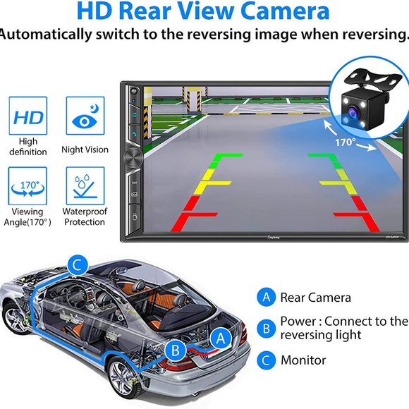 NWT SJOYBRING 7” HD Touchscreen Double Din Car Stereo TOUCHSCREEN‎ - Picture 9 of 12